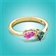3 - Lysha 1.71 ctw Pink Sapphire Pear Shape (7x5 mm) & Lab Created Alexandrite Cushion Shape (5.00 mm) Toi Et Moi Engagement Ring 