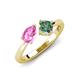 4 - Lysha 1.71 ctw Pink Sapphire Pear Shape (7x5 mm) & Lab Created Alexandrite Cushion Shape (5.00 mm) Toi Et Moi Engagement Ring 