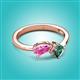 3 - Lysha 1.71 ctw Pink Sapphire Pear Shape (7x5 mm) & Lab Created Alexandrite Cushion Shape (5.00 mm) Toi Et Moi Engagement Ring 
