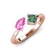 4 - Lysha 1.71 ctw Pink Sapphire Pear Shape (7x5 mm) & Lab Created Alexandrite Cushion Shape (5.00 mm) Toi Et Moi Engagement Ring 