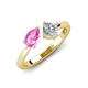 4 - Lysha 1.47 ctw Pink Sapphire Pear Shape (7x5 mm) & Moissanite Cushion Shape (5.00 mm) Toi Et Moi Engagement Ring 