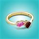 3 - Lysha 1.65 ctw Pink Sapphire Pear Shape (7x5 mm) & Red Garnet Cushion Shape (5.00 mm) Toi Et Moi Engagement Ring 