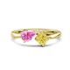 1 - Lysha 1.71 ctw Pink Sapphire Pear Shape (7x5 mm) & Lab Created Yellow Sapphire Cushion Shape (5.00 mm) Toi Et Moi Engagement Ring 