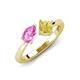 4 - Lysha 1.71 ctw Pink Sapphire Pear Shape (7x5 mm) & Lab Created Yellow Sapphire Cushion Shape (5.00 mm) Toi Et Moi Engagement Ring 