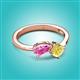 3 - Lysha 1.71 ctw Pink Sapphire Pear Shape (7x5 mm) & Lab Created Yellow Sapphire Cushion Shape (5.00 mm) Toi Et Moi Engagement Ring 