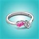 3 - Lysha 1.40 ctw Pink Sapphire Pear Shape (7x5 mm) & Natural Diamond Cushion Shape (5.00 mm) Toi Et Moi Engagement Ring 