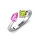 4 - Lysha 1.55 ctw Pink Sapphire Pear Shape (7x5 mm) & Peridot Cushion Shape (5.00 mm) Toi Et Moi Engagement Ring 