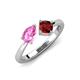 4 - Lysha 1.65 ctw Pink Sapphire Pear Shape (7x5 mm) & Red Garnet Cushion Shape (5.00 mm) Toi Et Moi Engagement Ring 