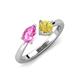4 - Lysha 1.71 ctw Pink Sapphire Pear Shape (7x5 mm) & Lab Created Yellow Sapphire Cushion Shape (5.00 mm) Toi Et Moi Engagement Ring 