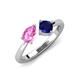 4 - Lysha 1.71 ctw Pink Sapphire Pear Shape (7x5 mm) & Lab Created Blue Sapphire Cushion Shape (5.00 mm) Toi Et Moi Engagement Ring 