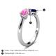 5 - Lysha 1.71 ctw Pink Sapphire Pear Shape (7x5 mm) & Lab Created Blue Sapphire Cushion Shape (5.00 mm) Toi Et Moi Engagement Ring 