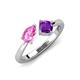 4 - Lysha 1.40 ctw Pink Sapphire Pear Shape (7x5 mm) & Amethyst Cushion Shape (5.00 mm) Toi Et Moi Engagement Ring 