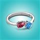 3 - Lysha 1.45 ctw Pink Tourmaline Pear Shape (7x5 mm) & Blue Topaz Cushion Shape (5.00 mm) Toi Et Moi Engagement Ring 