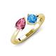 4 - Lysha 1.45 ctw Pink Tourmaline Pear Shape (7x5 mm) & Blue Topaz Cushion Shape (5.00 mm) Toi Et Moi Engagement Ring 