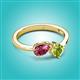 3 - Lysha 1.35 ctw Pink Tourmaline Pear Shape (7x5 mm) & Peridot Cushion Shape (5.00 mm) Toi Et Moi Engagement Ring 