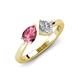4 - Lysha 1.27 ctw Pink Tourmaline Pear Shape (7x5 mm) & Moissanite Cushion Shape (5.00 mm) Toi Et Moi Engagement Ring 
