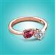 3 - Lysha 1.27 ctw Pink Tourmaline Pear Shape (7x5 mm) & Moissanite Cushion Shape (5.00 mm) Toi Et Moi Engagement Ring 