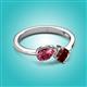 3 - Lysha 1.45 ctw Pink Tourmaline Pear Shape (7x5 mm) & Red Garnet Cushion Shape (5.00 mm) Toi Et Moi Engagement Ring 