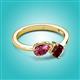 3 - Lysha 1.45 ctw Pink Tourmaline Pear Shape (7x5 mm) & Red Garnet Cushion Shape (5.00 mm) Toi Et Moi Engagement Ring 
