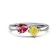 1 - Lysha 1.51 ctw Pink Tourmaline Pear Shape (7x5 mm) & Lab Created Yellow Sapphire Cushion Shape (5.00 mm) Toi Et Moi Engagement Ring 