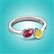 3 - Lysha 1.51 ctw Pink Tourmaline Pear Shape (7x5 mm) & Lab Created Yellow Sapphire Cushion Shape (5.00 mm) Toi Et Moi Engagement Ring 