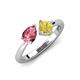4 - Lysha 1.51 ctw Pink Tourmaline Pear Shape (7x5 mm) & Lab Created Yellow Sapphire Cushion Shape (5.00 mm) Toi Et Moi Engagement Ring 