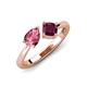 4 - Lysha 1.32 ctw Pink Tourmaline Pear Shape (7x5 mm) & Rhodolite Garnet Cushion Shape (5.00 mm) Toi Et Moi Engagement Ring 