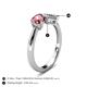 5 - Lysha 1.20 ctw Pink Tourmaline Pear Shape (7x5 mm) & Lab Grown Diamond Cushion Shape (5.00 mm) Toi Et Moi Engagement Ring 