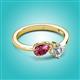 3 - Lysha 1.20 ctw Pink Tourmaline Pear Shape (7x5 mm) & Lab Grown Diamond Cushion Shape (5.00 mm) Toi Et Moi Engagement Ring 