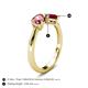 5 - Lysha 1.51 ctw Pink Tourmaline Pear Shape (7x5 mm) & Lab Created Ruby Cushion Shape (5.00 mm) Toi Et Moi Engagement Ring 