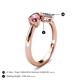 5 - Lysha 1.20 ctw Pink Tourmaline Pear Shape (7x5 mm) & Natural Diamond Cushion Shape (5.00 mm) Toi Et Moi Engagement Ring 
