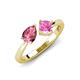 4 - Lysha 1.51 ctw Pink Tourmaline Pear Shape (7x5 mm) & Lab Created Pink Sapphire Cushion Shape (5.00 mm) Toi Et Moi Engagement Ring 