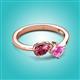 3 - Lysha 1.51 ctw Pink Tourmaline Pear Shape (7x5 mm) & Lab Created Pink Sapphire Cushion Shape (5.00 mm) Toi Et Moi Engagement Ring 