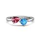 1 - Lysha 1.45 ctw Pink Tourmaline Pear Shape (7x5 mm) & Blue Topaz Cushion Shape (5.00 mm) Toi Et Moi Engagement Ring 