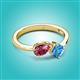 3 - Lysha 1.45 ctw Pink Tourmaline Pear Shape (7x5 mm) & Blue Topaz Cushion Shape (5.00 mm) Toi Et Moi Engagement Ring 