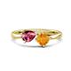1 - Lysha 1.20 ctw Pink Tourmaline Pear Shape (7x5 mm) & Citrine Cushion Shape (5.00 mm) Toi Et Moi Engagement Ring 