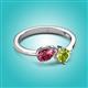 3 - Lysha 1.35 ctw Pink Tourmaline Pear Shape (7x5 mm) & Peridot Cushion Shape (5.00 mm) Toi Et Moi Engagement Ring 