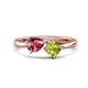1 - Lysha 1.35 ctw Pink Tourmaline Pear Shape (7x5 mm) & Peridot Cushion Shape (5.00 mm) Toi Et Moi Engagement Ring 