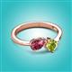 3 - Lysha 1.35 ctw Pink Tourmaline Pear Shape (7x5 mm) & Peridot Cushion Shape (5.00 mm) Toi Et Moi Engagement Ring 