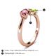 5 - Lysha 1.35 ctw Pink Tourmaline Pear Shape (7x5 mm) & Peridot Cushion Shape (5.00 mm) Toi Et Moi Engagement Ring 