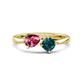 1 - Lysha 1.45 ctw Pink Tourmaline Pear Shape (7x5 mm) & London Blue Topaz Cushion Shape (5.00 mm) Toi Et Moi Engagement Ring 