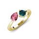 4 - Lysha 1.45 ctw Pink Tourmaline Pear Shape (7x5 mm) & London Blue Topaz Cushion Shape (5.00 mm) Toi Et Moi Engagement Ring 