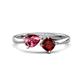 1 - Lysha 1.45 ctw Pink Tourmaline Pear Shape (7x5 mm) & Red Garnet Cushion Shape (5.00 mm) Toi Et Moi Engagement Ring 