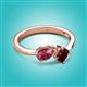 3 - Lysha 1.45 ctw Pink Tourmaline Pear Shape (7x5 mm) & Red Garnet Cushion Shape (5.00 mm) Toi Et Moi Engagement Ring 