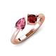 4 - Lysha 1.45 ctw Pink Tourmaline Pear Shape (7x5 mm) & Red Garnet Cushion Shape (5.00 mm) Toi Et Moi Engagement Ring 