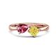 1 - Lysha 1.51 ctw Pink Tourmaline Pear Shape (7x5 mm) & Lab Created Yellow Sapphire Cushion Shape (5.00 mm) Toi Et Moi Engagement Ring 