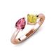 4 - Lysha 1.51 ctw Pink Tourmaline Pear Shape (7x5 mm) & Lab Created Yellow Sapphire Cushion Shape (5.00 mm) Toi Et Moi Engagement Ring 