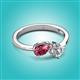 3 - Lysha 1.20 ctw Pink Tourmaline Pear Shape (7x5 mm) & Lab Grown Diamond Cushion Shape (5.00 mm) Toi Et Moi Engagement Ring 