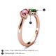 5 - Lysha 1.25 ctw Pink Tourmaline Pear Shape (7x5 mm) & Lab Created Emerald Cushion Shape (5.00 mm) Toi Et Moi Engagement Ring 