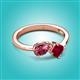 3 - Lysha 1.51 ctw Pink Tourmaline Pear Shape (7x5 mm) & Lab Created Ruby Cushion Shape (5.00 mm) Toi Et Moi Engagement Ring 